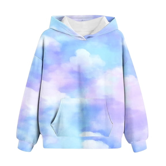 Mercatoo Cute Hoodies for Girls Tie Dye Oversized Pullover Gradient Sweatshirts Long Sleeve Trendy Shirts Teen 𝐏reppy Clothes