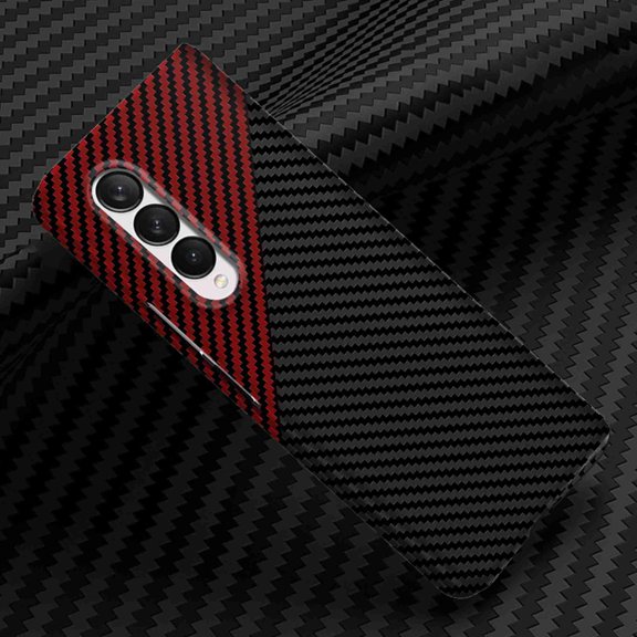 for Samsung Galaxy Z Fold 3 Phone Case,Slim Hard PC Soft TPU Anti-Scratch Shock Absorption Carbon Fibre Durable Protective Case Wireless Charing Cover for Samsung Galaxy Z Fold 3, Blackred