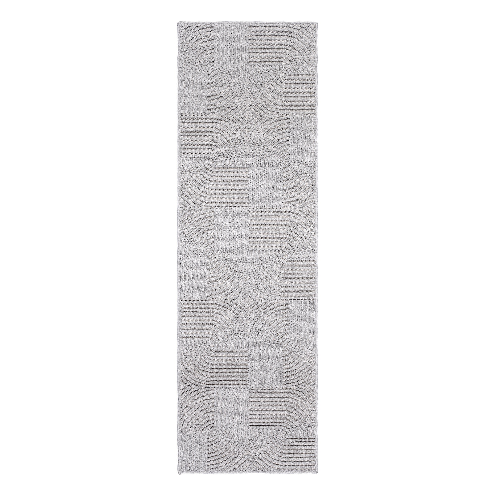 Malini Karina Charcoal Gray Modern Geometric High-Low Area Rug, 2x8