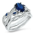 thumbnail image 4 of LaRaso & Co His Her Wedding Ring Set Blue Sapphire CZ TRIO Couples Rings 8/12, 4 of 7