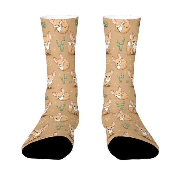 FabriLora Fennec Fox Desert Funny Novelty Crew Socks for Women Men Sports