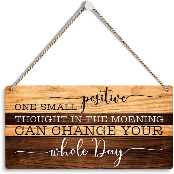 6x12 Inch Inspirational Quotes Wall Decor For Home Office, Farmhouse Door Decor Signs, Motivational Wall Hanging Decor, Cheer Up Gifts, One Small Positive Thought In The Morning Sign