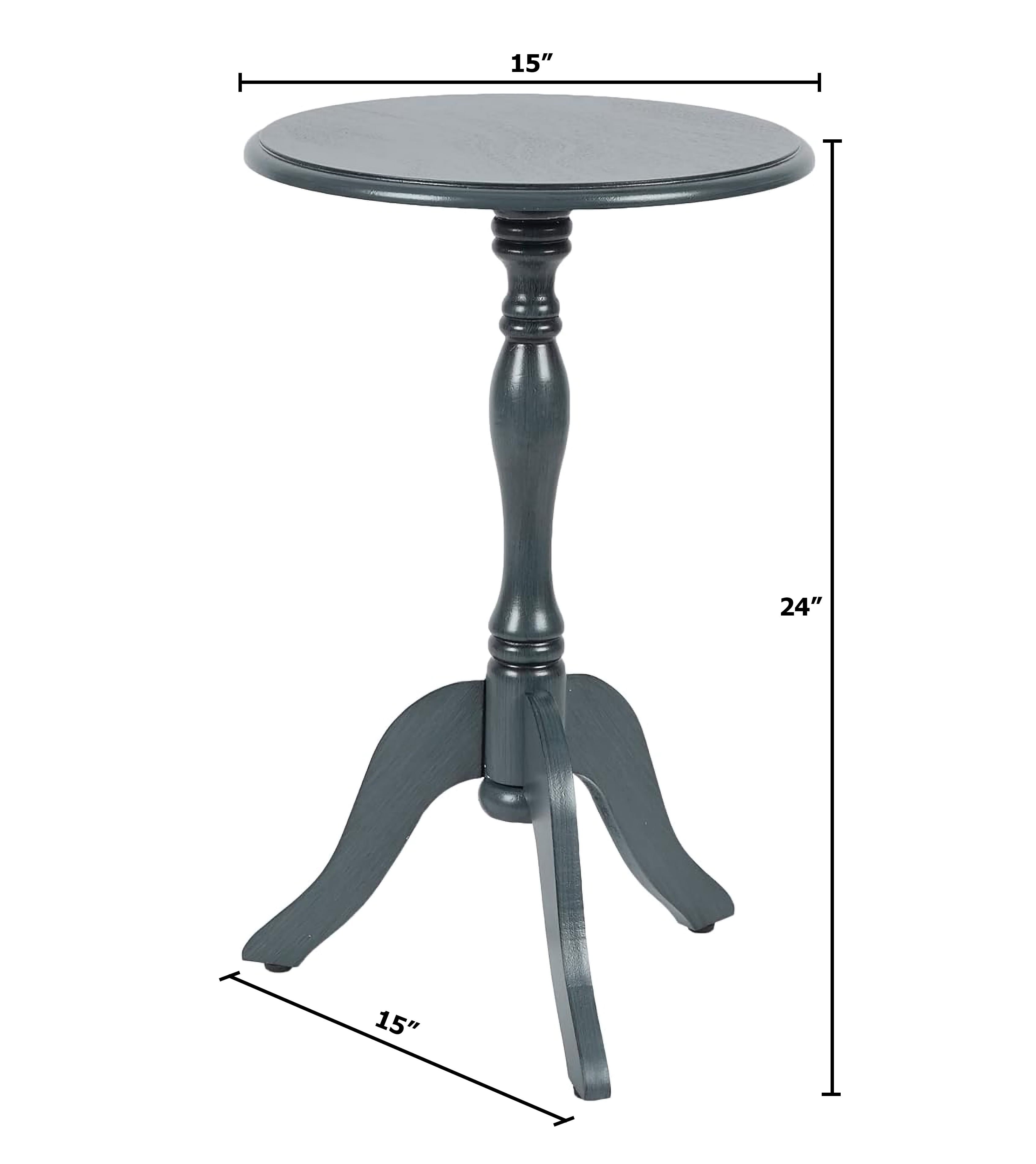 Decor Therapy Simplify Round Pedestal Accent Table, 24" x 15" x 15" - Antique Navy