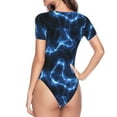 thumbnail image 4 of Gaeub Blue Lightning Women'S Short Sleeve One Piece Swimsuit Sexy High-Waisted Bodysuit For Swimming, Beach, Sports - Small, 4 of 9