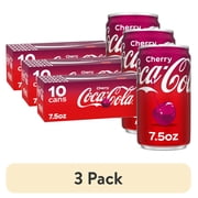 (3 pack) Coca-Cola Cherry Soda Pop Fridge Pack Mini Cans, 7.5 fl oz, 10 Pack