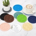 thumbnail image 4 of Uxcell Set of 6 Round Drink Coasters with Holder, 4" Silicone Coaster for Drinks Non-Slip Cup Coaster Heat Resistant Glass Cushion for Bar Kitchen Office Decor, Green(Stripes), 4 of 7