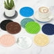 thumbnail image 4 of Juego de 6 Posavasos Redondos con Soporte, Posavasos de Silicona de 4" para Bebidas, Antideslizante, Resistente al Calor, Cojín de Vidrio para Decoración de Bar, Cocina y Oficina, Blanco (Rayas), 4 of 7