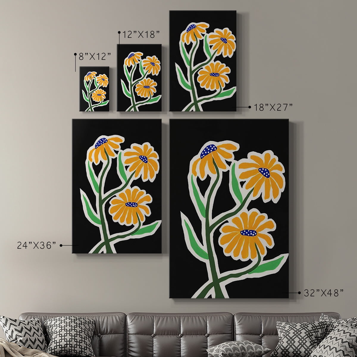 Pop Flowers I Premium Gallery Wrapped Canvas - Ready to Hang