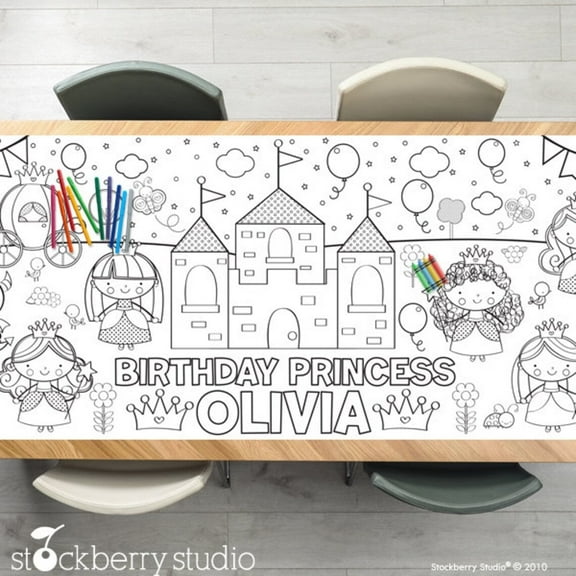 Princess Coloring Tablecloth Birthday Party Decoration