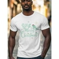 thumbnail image 2 of Merry Christmas Men's T Shirts Octopus Coral Santa Hat T-Shirt for Men Shell Starfish Ocean Crew Neck Tees Cotton Tops, White, S, 2 of 7