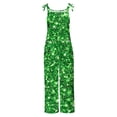 thumbnail image 5 of lcziwo Womens Cotton Linen Jumpsuits Loose Fit Sleeveless Straps Wide Leg Holiday Rompers 2025 St. Patrick's Day Shamrock Print Overalls Vacation Outfits Green XL, 5 of 6