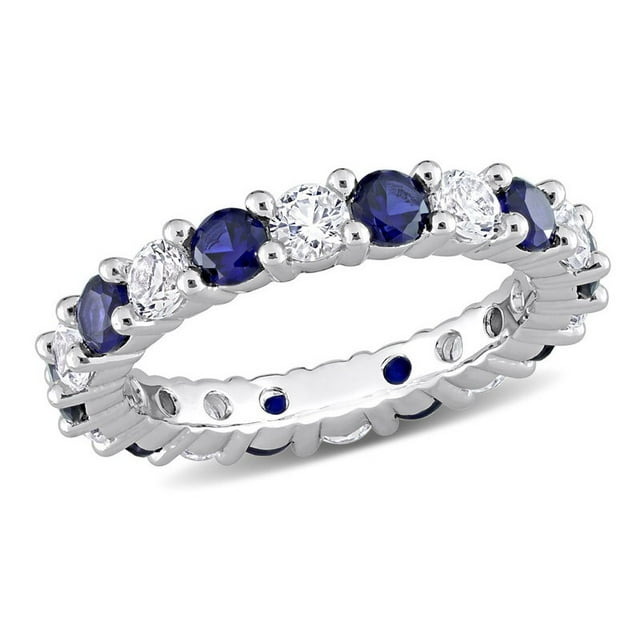 3.50 Carat (ctw) Lab-Created Blue and White Sapphire Ring in Sterling Silver