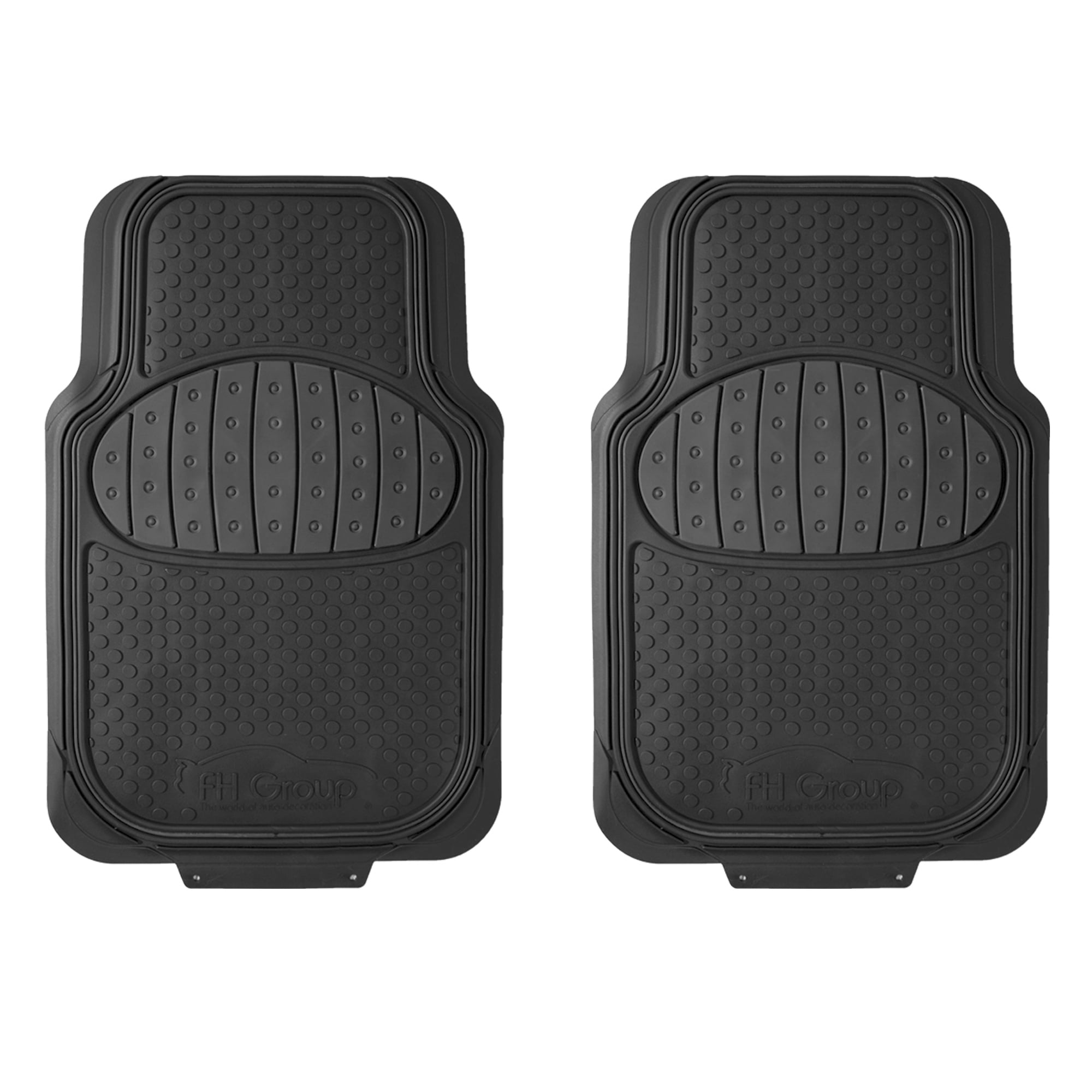 FH Group Climaproof Rubber Black Car Floor Mats, Universal Fit 3pc Full Set with Air Freshener