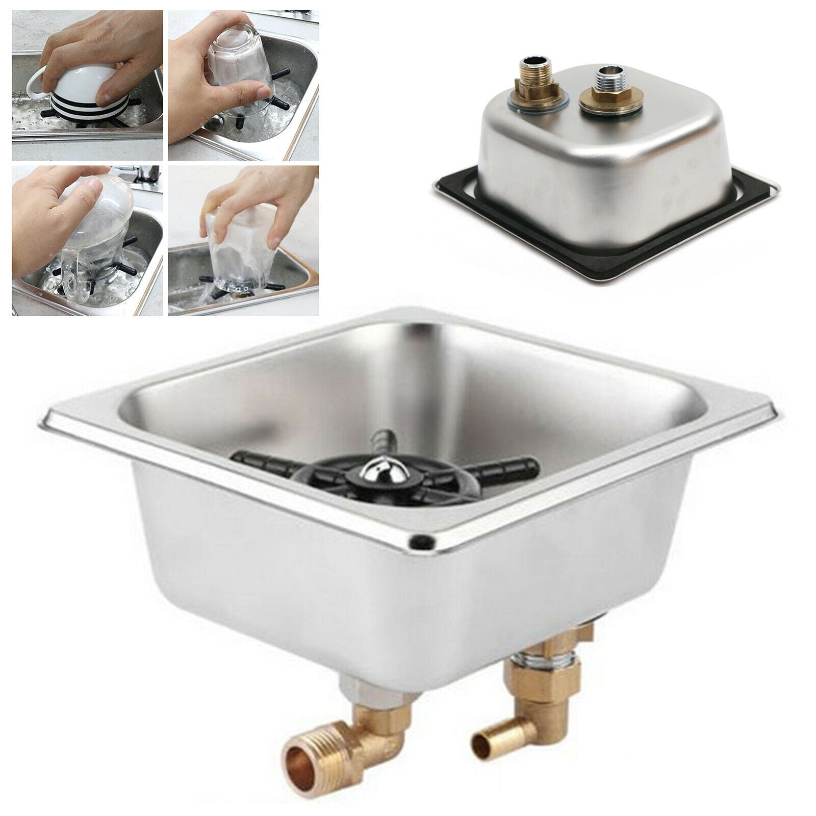 CNCEST 304 Stainless Steel Large Automatic Coffee Cup Rinser Glass Cleaner Bar Beer Pitcher Washer Set