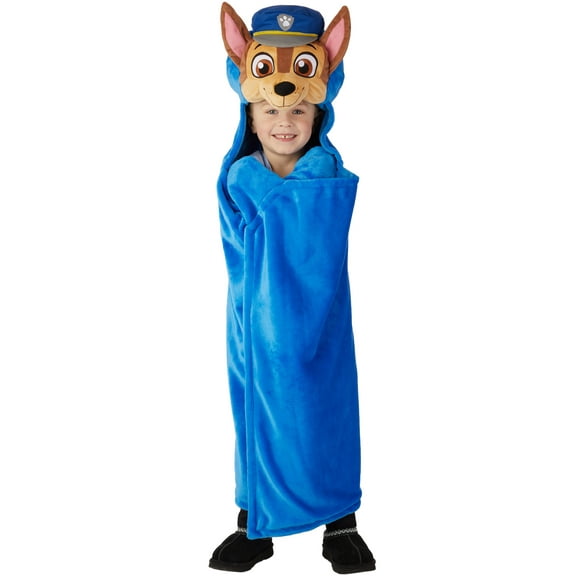 PAW Patrol Chase Kids Hooded Throw, Wearable Plush, Blue