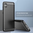 thumbnail image 4 of REQO for Samsung A04 Case, Galaxy A04 Case with Tempered Glass Screen Protector, Shock-Absorption Brushed Flexible Soft TPU Carbon Fiber Protective Cover for Samsung Galaxy A04(Black), 4 of 7