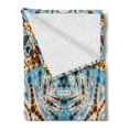 thumbnail image 2 of Tribal Soft Flannel Fleece Throw Blanket, Tribal Trippy Shapes with the Dirt Grungy Paint Reflections Artisan Print, Cozy Plush for Indoor and Outdoor Use, 50" x 70", Blue Yellow, by Ambesonne, 2 of 5