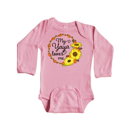 

Inktastic My Yaya Loves Me with Sunflower Wreath Gift Baby Boy or Baby Girl Long Sleeve Bodysuit