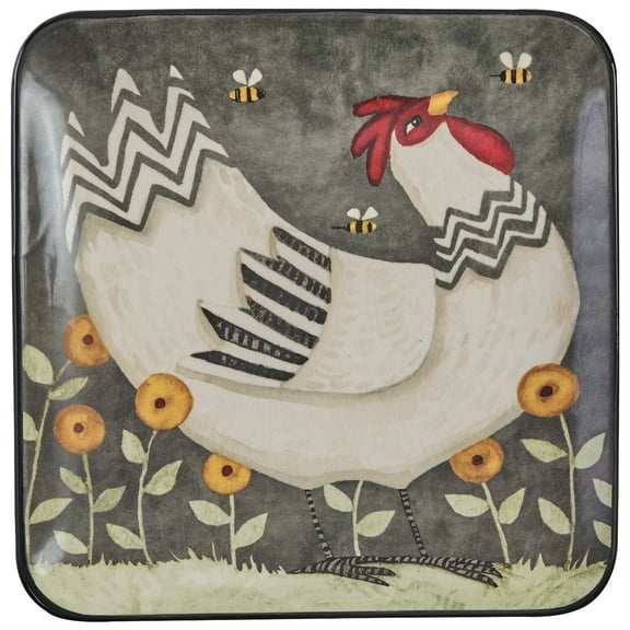 Park Designs My Little White Hen Gray Salad Plate Set of 4