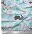 thumbnail image 1 of Soimoi Blue Cotton Duck Fabric Geometric Shapes,Wild Animal & Hippopotamus Kids Decor Fabric Printed BTY 42 Inch Wide, 1 of 1