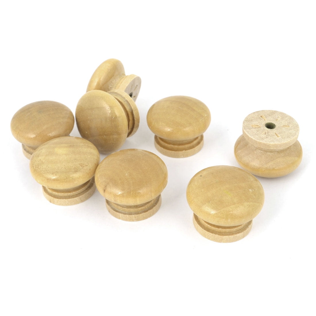 Unique Bargains Replacement Wood Color Round Shape Handle Wood Drawer