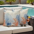 thumbnail image 4 of Orange Navy Blue Coral Outdoor Waterproof Pillow Covers, Summer Beach Coastal Retro Decorative Square Throw Pillowcase Sofa Cushion Sham for Patio/Couch/Chair, 18"x18" 2 Pack, 4 of 8