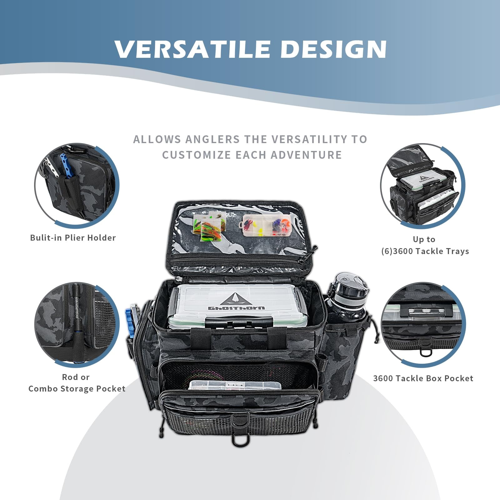 Ghosthorn Fishing Tackle Bags Salt Water Resistant Tackle Box Bag -large capacity tackle storage