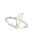thumbnail image 4 of CHOOSE YOUR COLOR White Simulated Opal Bohemian Style Whale Tail Sterling Silver Ring CZ Female Size 5, 4 of 4