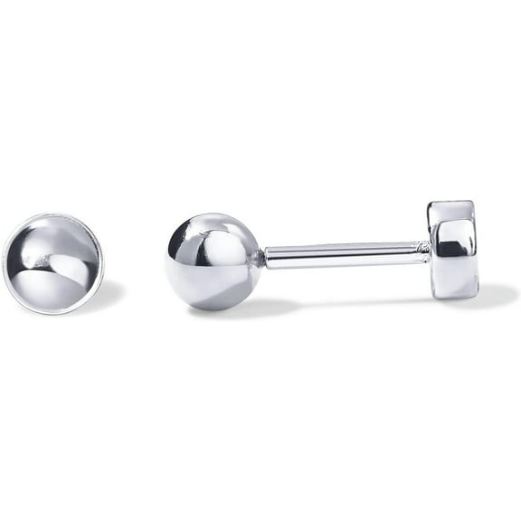 14K Gold Plated Solid 925 Sterling Silver Post Ball Stud Flat Back Earrings for Women | Cartilage Earring | Helix Piercing Jewelry | Small Stud Earrings for Women | Gold Ball Stud Earrings