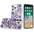 thumbnail image 5 of XPM for Motorola Moto G Stylus 5G 2025 Fashion Rose Flower Floral Bling Crystal 3D Full Diamonds Pearl Sparkle Rhinestone Glitter Hybrid Phone Case Cover (Purple), 5 of 6