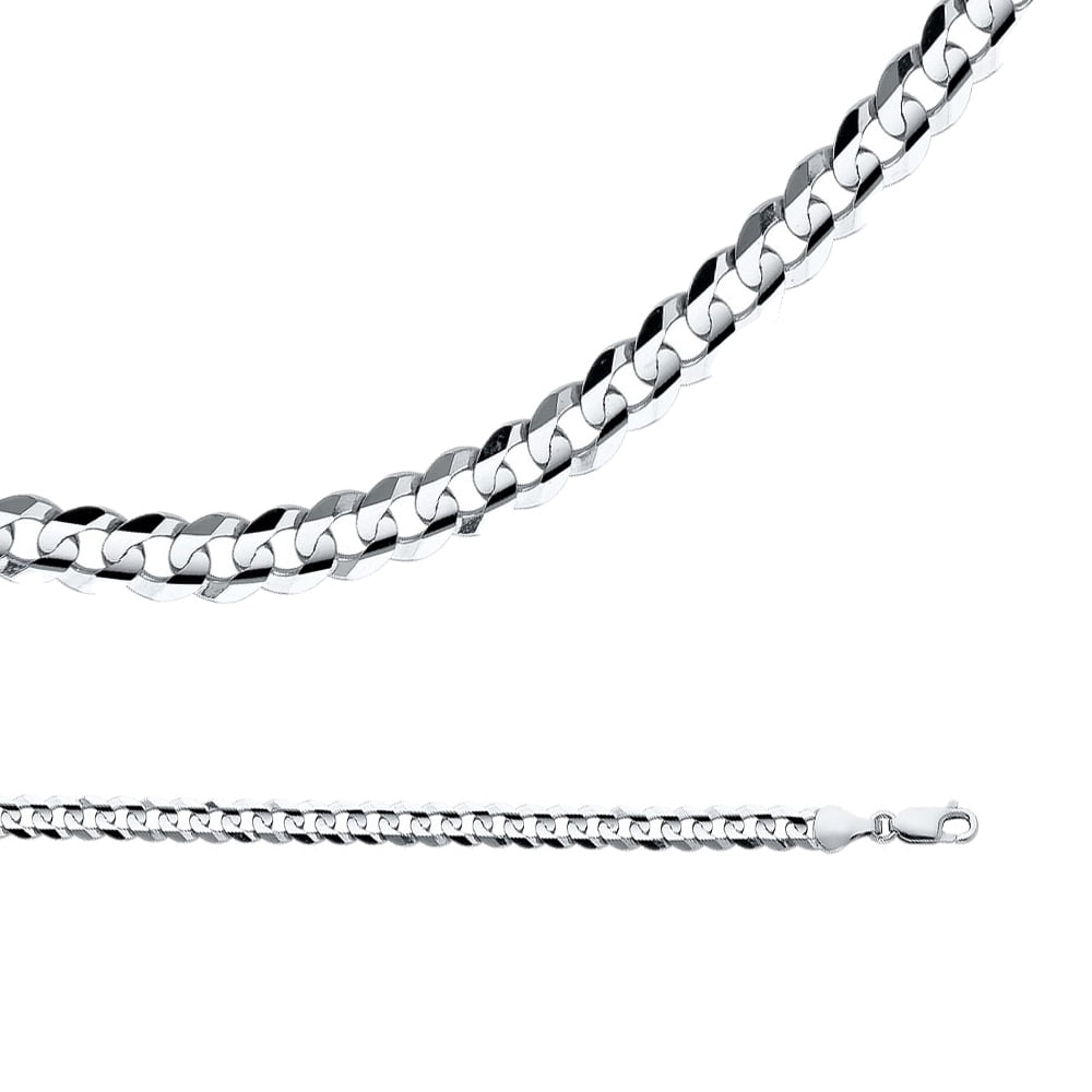 Solid 14k White Gold Chain Cuban Necklace Big Curb Link Wide Concave