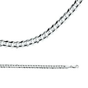 Cuban Necklace Solid 14k White Gold Chain Big Curb Link Wide Concave Heavy Style, 5.9 mm - 24 inch