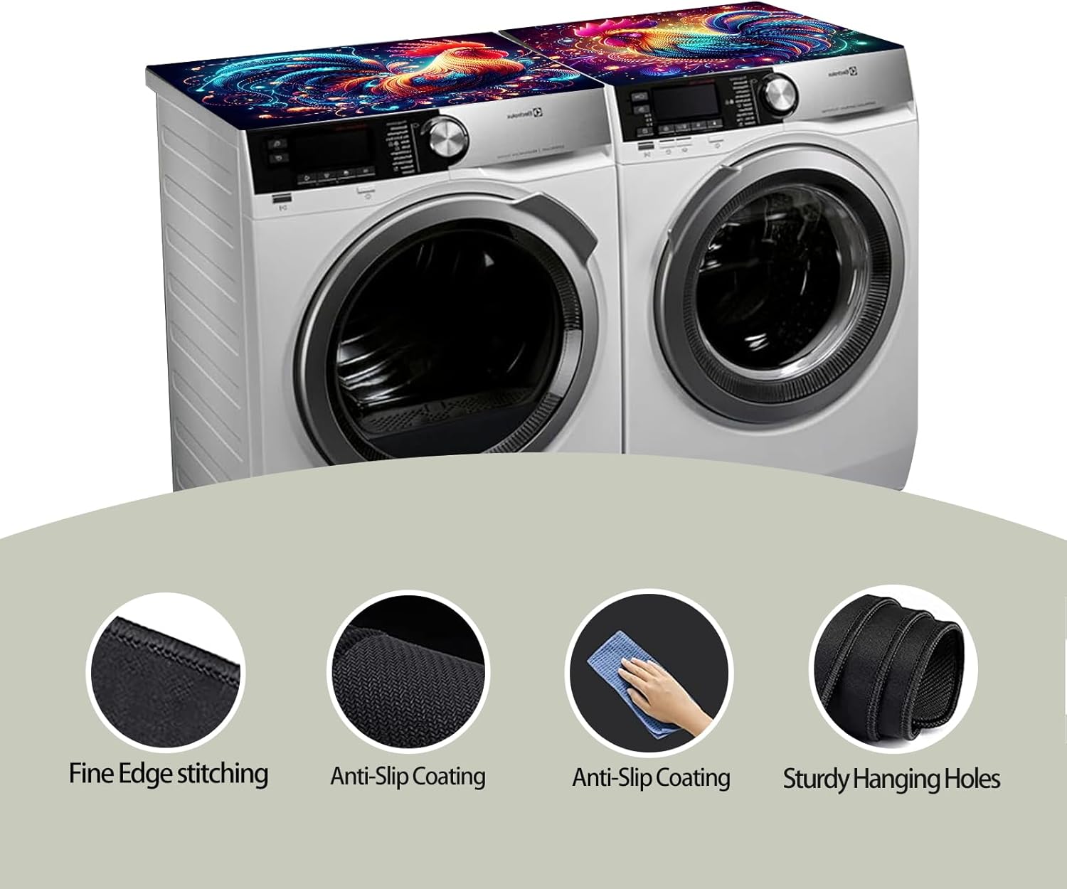 2 Pcs Washer And Dryer Covers for The Top 19.7 x 23.6 Inches Dryer Top Protector Mat Non Slip Washing Machine Cover Fits Most Washers Dryers