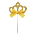thumbnail image 4 of 4/10 Uds DIY pastel de cumpleaños Cupcake Toppers selecciones de alimentos Baby Shower Party Decor , dorada, tal se describe Corona dorada yotijar Toppers de la magdalena del brillo, 4 of 10