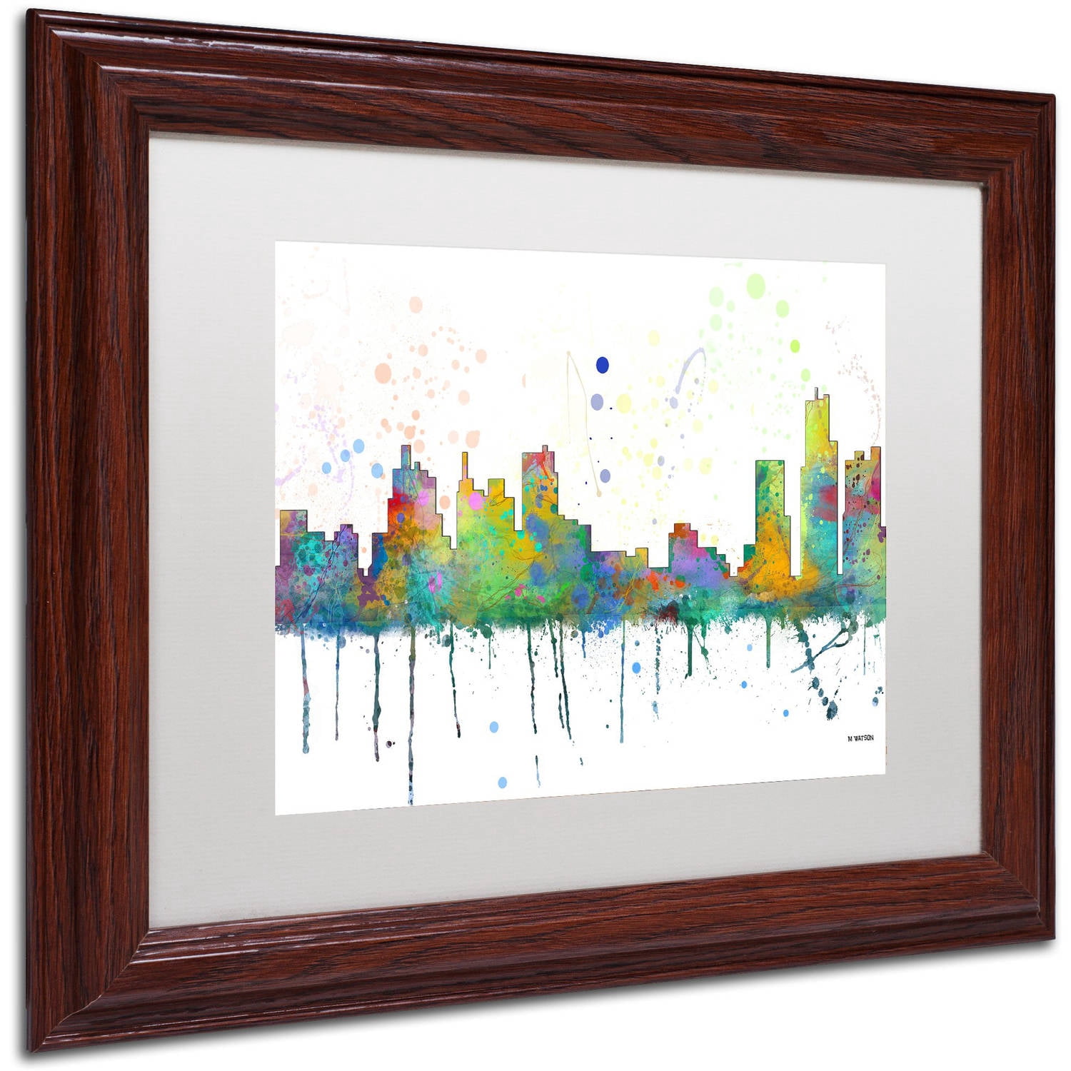 Trademark Fine Art "Detroit Michigan Skyline Mclr-1" Canvas Art by Marlene Watson, White Matte, Wood Frame