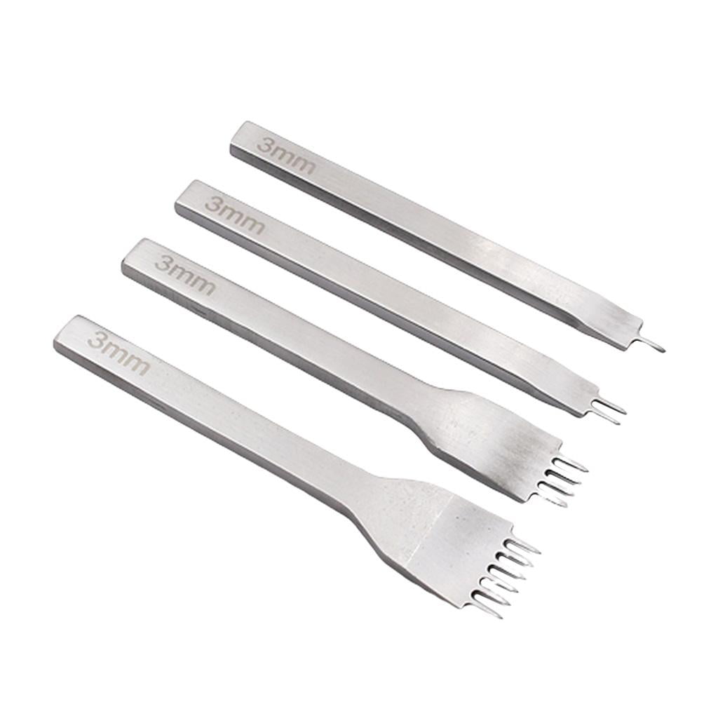 Outil De Poinçonnage Cuir 4 Broches - 5 Mm - Pour Couture Main - Blanc - Neuf