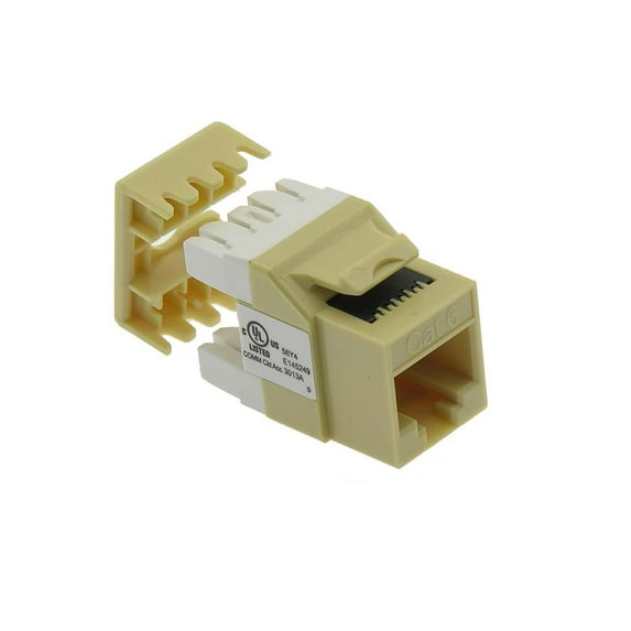 ACCL Cat.6 RJ45 110 Type 180° Keystone Jack Ivory, 3 Pack