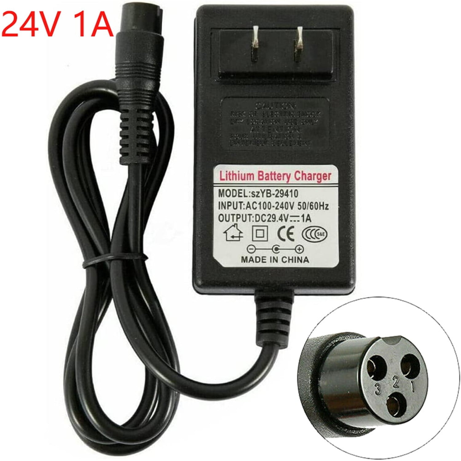 amousa 24V Electric Scooter Battery Charger, Power Adapter For E100