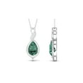 thumbnail image 2 of Rosec Jewels Lab Grown Green Sapphire Pendant with Moissanite for Women - 12X8 mm - AAAA Grade, 18K White Gold, 2 of 6