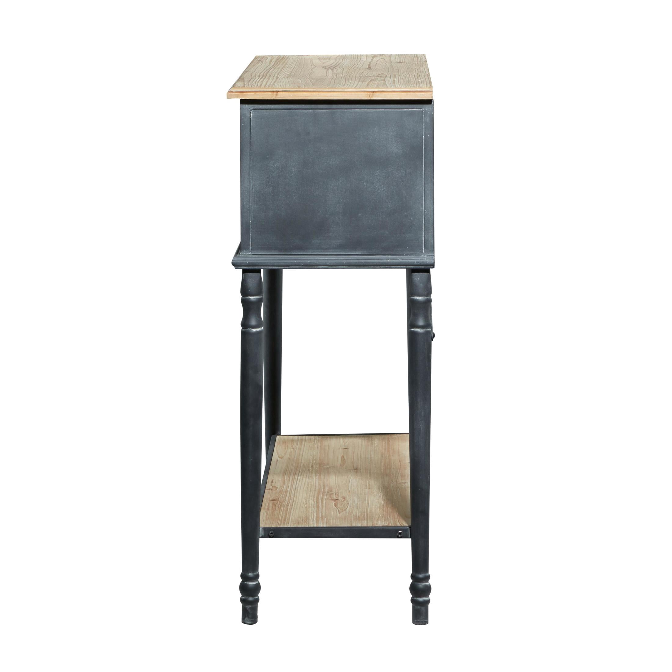 DecMode 47" x 41" Black Metal Arched 2 Shelf and 4 Cubby Console Table with Brown Wood Shelves, 1-Piece
