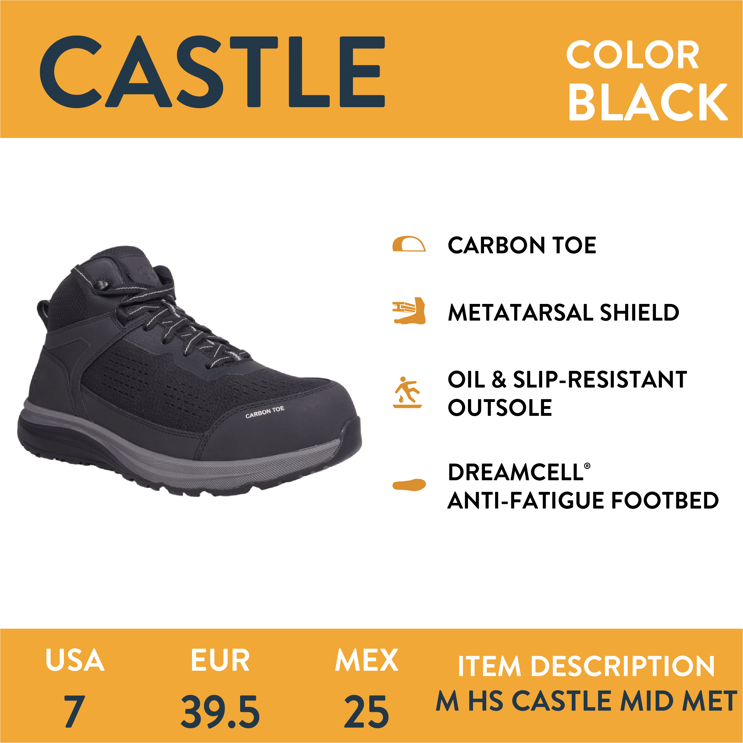 Herman Survivors Men's Castle Carbon Safety Toe Work Shoes