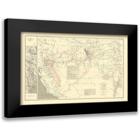 Bien 14x10 Black Modern Framed Museum Art Print Titled - Military Dep Utah March Routes Georgia S. Carolina