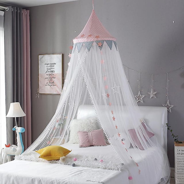 Dosel De Cama, Red De Cortina De Cama Princesa Para Tamaño Individual A King, Decoración De Dormitorio De Cúpula De Encaje Redonda Con Gancho De Acero Inoxidable, Instalación Rápida Y Fácil