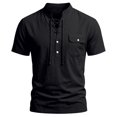 thumbnail image 5 of Landzoo Men'S T-Shirt Solid Color Short Sleeve Henley Tops Summer Casual Men Tees Size M Black, 5 of 9