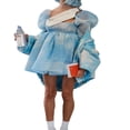 thumbnail image 4 of Robe Mini Épaules Dénudées Manches Bouffantes Robe Princesse en Tulle Robe de Mariage Fête Bal Mini Robe Bleue L, 4 of 8