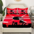 thumbnail image 3 of Teen Hockey Bed Sheets Set Full Size,Sports Sheet Set, Ice Hockey Lovers Sheets,Pink Red Black Sports Themed Flat Fitted Sheet with 2 Pillowcases Bedroom Decor(Carolina), 3 of 5