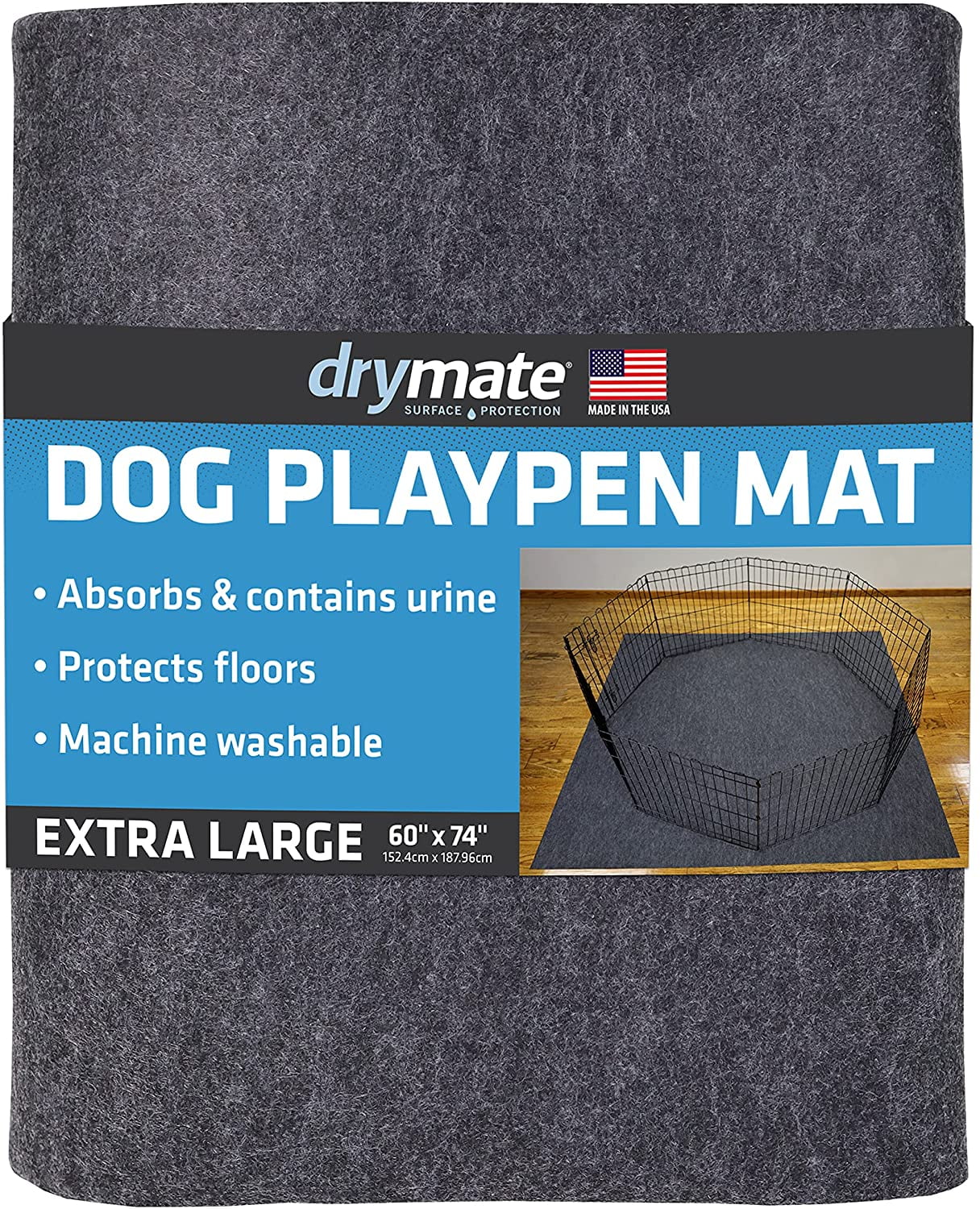 Drymate Dog Playpen Mat, Absorbent/Waterproof/NonSlip/Machine Washable