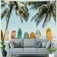 thumbnail image 4 of Creowell  Summer Beach Surfboard Tapestry Vintage Surfs Up Palm Tree Seaside Wall Hanging Nature Wall Tapestries Surfing Home Decorations for Living Room Bedroom Collage Dorm Decor 40x30inch, 4 of 6