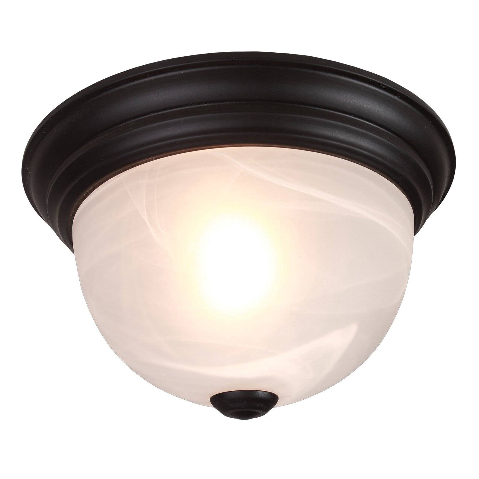 Flush Mount Lighting Series Venetian Bronze With Marble Glass
