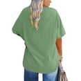 thumbnail image 2 of Langwyqu Plus Size Women Solid Color Round Neck Short Sleeve Casual T-Shirt Blouse, 2 of 5